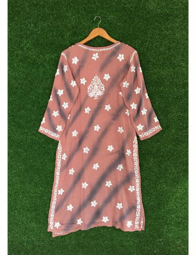 Chhangamal Hand Embroidered Onion Colour Modal Chikankari kurti