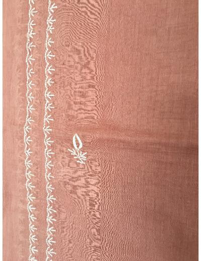 Chhangamal Hand Embroidered Onion Pink Colour Mul-chanderi Chikankari Kurta Dupatta Piece
