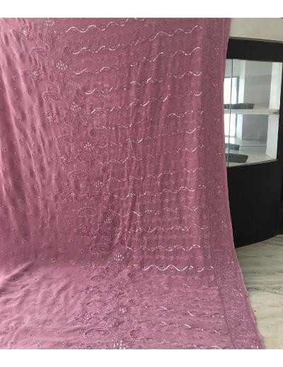 Chhangamal Hand Embroidered Onion Pink Colour Pure Georgette Chikankari