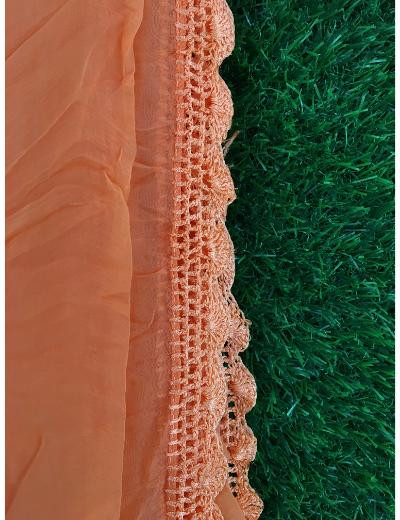 Chhangamal Hand Embroidered Orange Colour Silk Chikankari Suit Length