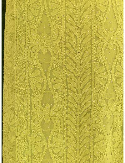 Chhangamal Hand Embroidered Parrot Green Colour Pure Georgette Chikankari Suit Piece
