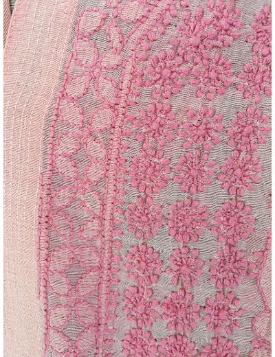 Chhangamal Hand Embroidered Peach Colour Chanderi Chikankari Kurti