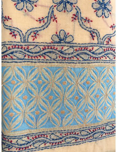 Chhangamal Hand Embroidered Peach Colour Cotton Chikankari Suit Piece