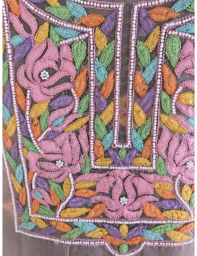 Chhangamal Hand Embroidered Peach Colour Organza  Chikankari Kurta Dupatta Piece