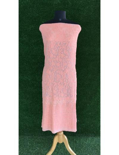 Chhangamal Hand Embroidered Peach Colour Pure Georgette Chikankari Kurta Piece
