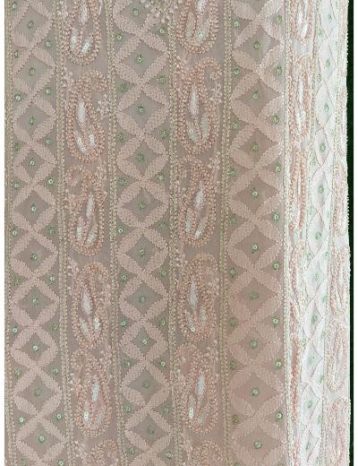 Chhangamal Hand Embroidered Peach Colour Pure Georgette Chikankari Suit Piece