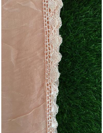 Chhangamal Hand Embroidered Peach Colour Silk Chikankari Suit Length
