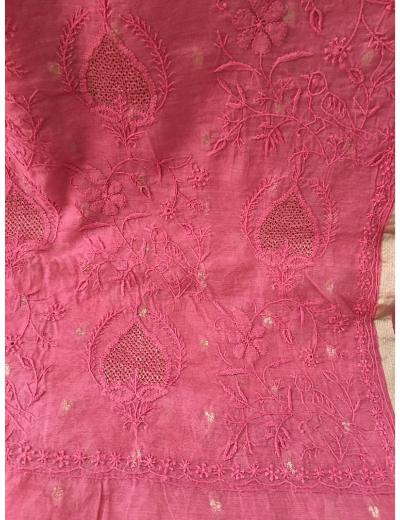 Chhangamal Hand Embroidered Pink  Colour Chanderi Silk Chikankari Saree