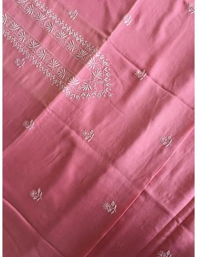 Chhangamal Hand Embroidered Pink Colour  Chanderi Silk  Chikankari Unstitched Men’s kurta Piece