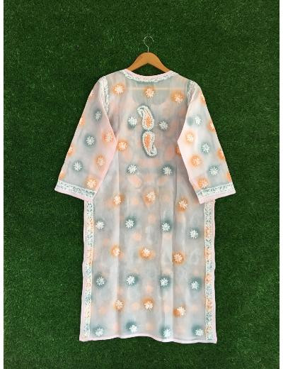 Chhangamal Hand Embroidered Pink Colour Cotton Chikankari kurti
