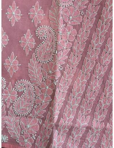 Chhangamal Hand Embroidered Pink Colour Cotton Chikankari Kurti