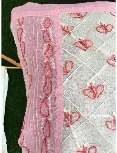 Chhangamal Hand Embroidered Pink Colour Cotton Chikankari Suit Piece