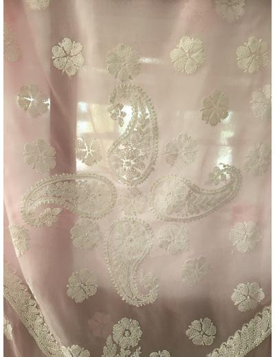 Chhangamal Hand Embroidered Pink Colour Georgette  Chikankari Saree Piece