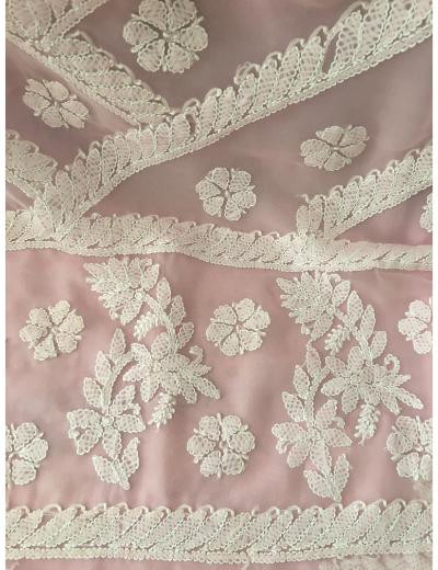 Chhangamal Hand Embroidered Pink Colour Georgette  Chikankari Saree Piece