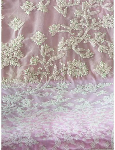 Chhangamal Hand Embroidered Pink Colour Georgette Chikankari Saree
