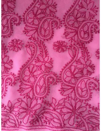 Chhangamal Hand Embroidered Pink Colour Georgette Chikankari Saree