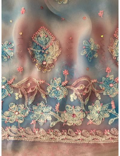 Chhangamal Hand Embroidered Pink Colour Georgette Chikankari Saree