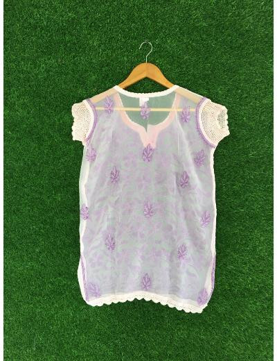 Chhangamal Hand Embroidered Pink Colour Georgette Chikankari Top