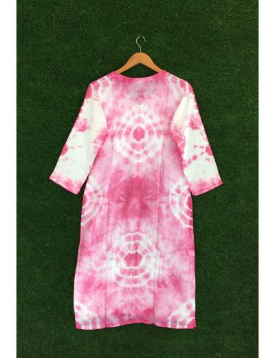 Chhangamal Hand Embroidered Pink Colour Modal  Chikankari Kurti Piece