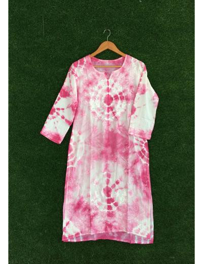 Chhangamal Hand Embroidered Pink Colour Modal  Chikankari Kurti Piece
