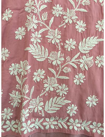 Chhangamal Hand Embroidered Pink Colour Modal Chikankari Kurti
