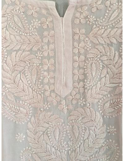 Chhangamal Hand Embroidered Pink Colour Modal Chikankari Top