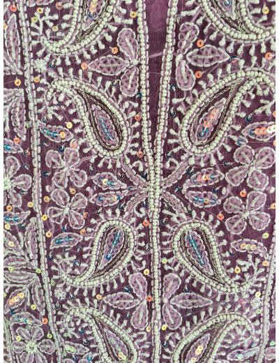Chhangamal Hand Embroidered Pink Colour Organza  Chikankari Kurta Dupatta Piece