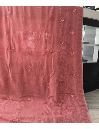 Chhangamal Hand Embroidered Pink Colour Pure Georgette  Chikankari Saree Piece