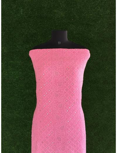 Chhangamal Hand Embroidered Pink Colour Pure Georgette Chikankari Kurta Dupatta Piece