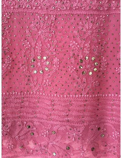 Chhangamal Hand Embroidered Pink Colour Pure Georgette Chikankari Kurta Dupatta Piece