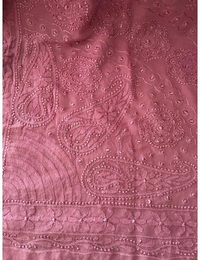 Chhangamal Hand Embroidered Pink Colour Pure Georgette Chikankari Saree