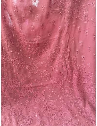 Chhangamal Hand Embroidered Pink Colour Pure Georgette Chikankari Saree