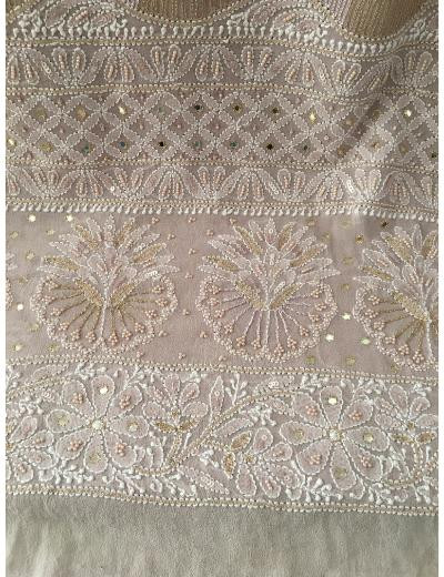 Chhangamal Hand Embroidered Pink Colour Pure Georgette Chikankari Saree