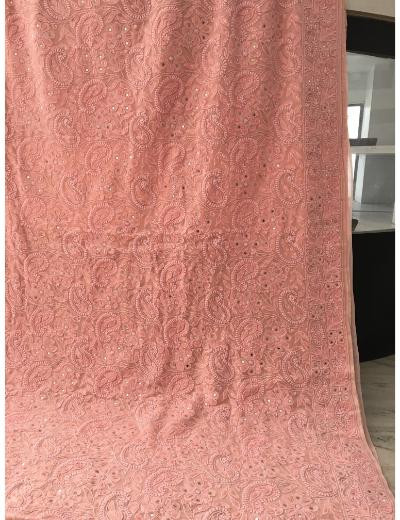 Chhangamal Hand Embroidered Pink Colour Pure Georgette Chikankari Saree