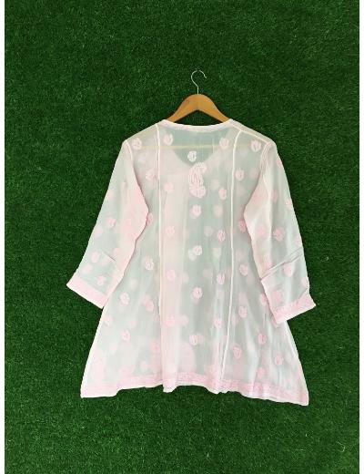 Chhangamal Hand Embroidered Pink Colour Pure Georgette Chikankari Top