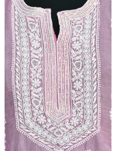 Chhangamal Hand Embroidered Pink Colour Semi stitched Organza Chikankari Suit
