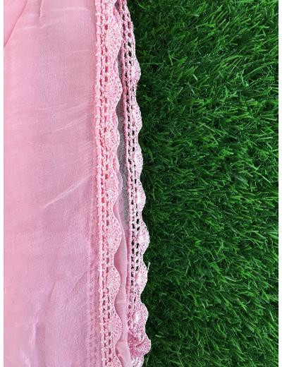 Chhangamal Hand Embroidered Pink Colour Silk Chikankari Suit Length