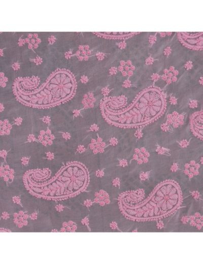 Chhangamal Hand Embroidered Pink Georgette Half Jaal Chikankari Saree