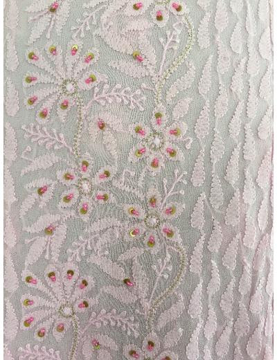 Chhangamal Hand Embroidered 	Pink Pure Georgette Chikankari Kurta Piece