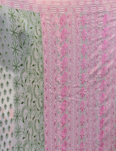 Chhangamal Hand Embroidered Pure Georgette Chikankari Navratan Saree