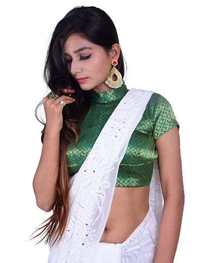Chhangamal Hand Embroidered Pure Georgette White Color Chikankari Saree