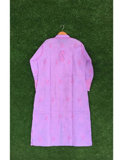 Chhangamal Hand Embroidered Purple  Colour Cotton Chikankari Kurti Piece