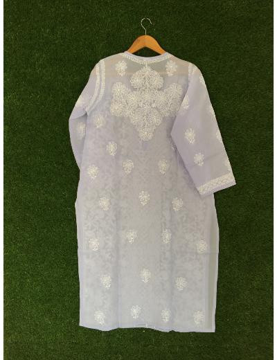 Chhangamal Hand Embroidered Purple Colour Cotton Chikankari Kurti