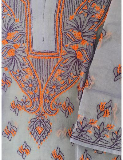 Chhangamal Hand Embroidered Purple Colour Cotton Chikankari Kurti