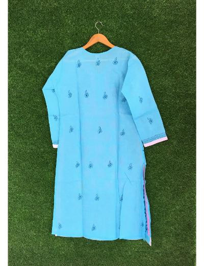 Chhangamal Hand Embroidered Purple Colour Cotton Chikankari Kurti