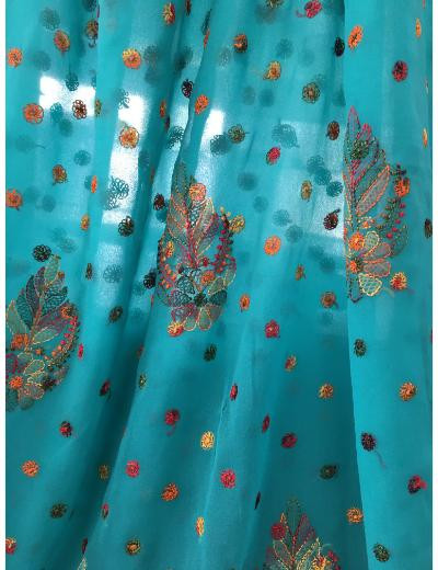 Chhangamal Hand Embroidered Purple Colour Georgette Chikankari Saree