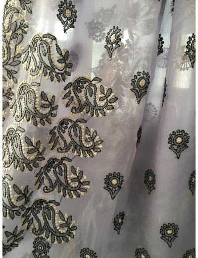Chhangamal Hand Embroidered Purple Colour Georgette Chikankari Saree