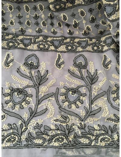 Chhangamal Hand Embroidered Purple Colour Georgette Chikankari Saree