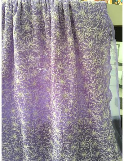 Chhangamal Hand Embroidered Purple Colour Georgette Chikankari Saree