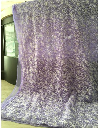 Chhangamal Hand Embroidered Purple Colour Georgette Chikankari Saree